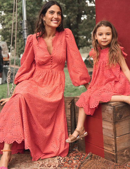 Lola Broderie Maxi Dress-Camelia Pink