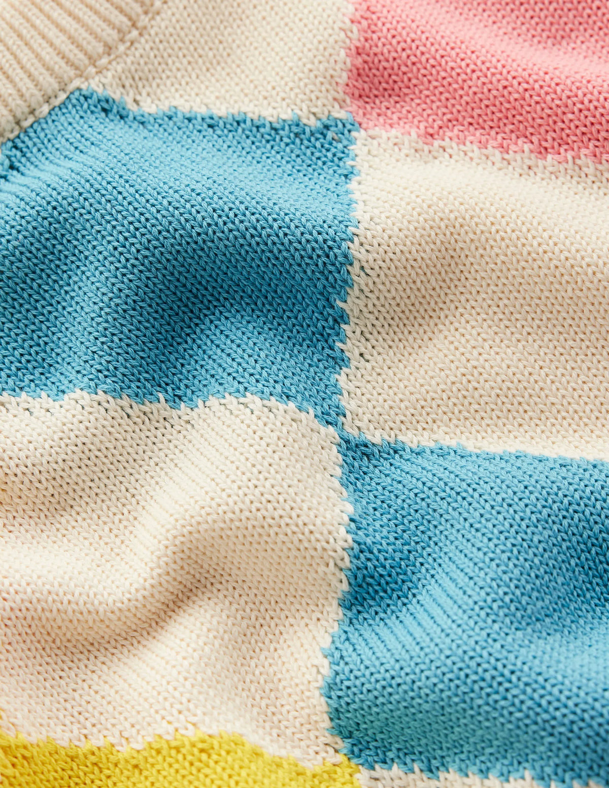 Cotton Argyle Sweater-Pink, Light Blue Argyle