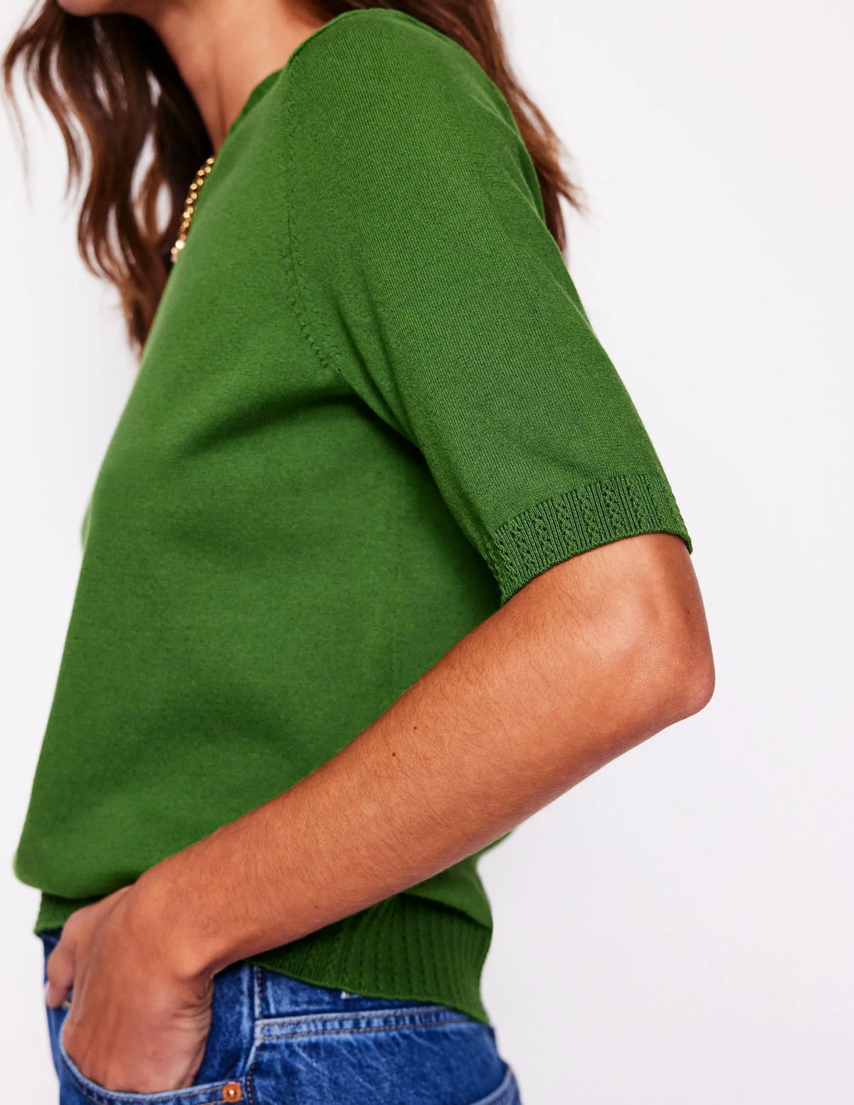 Emilia Cotton Crew T-shirt-Promenade Green