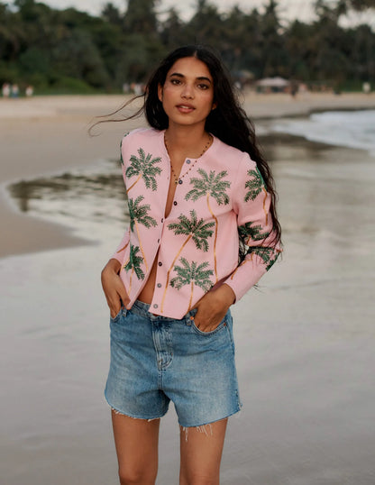 Embellished Cardigan-Soft Pink