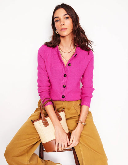 Callie Crochet Trim Cardigan-Tickled Pink