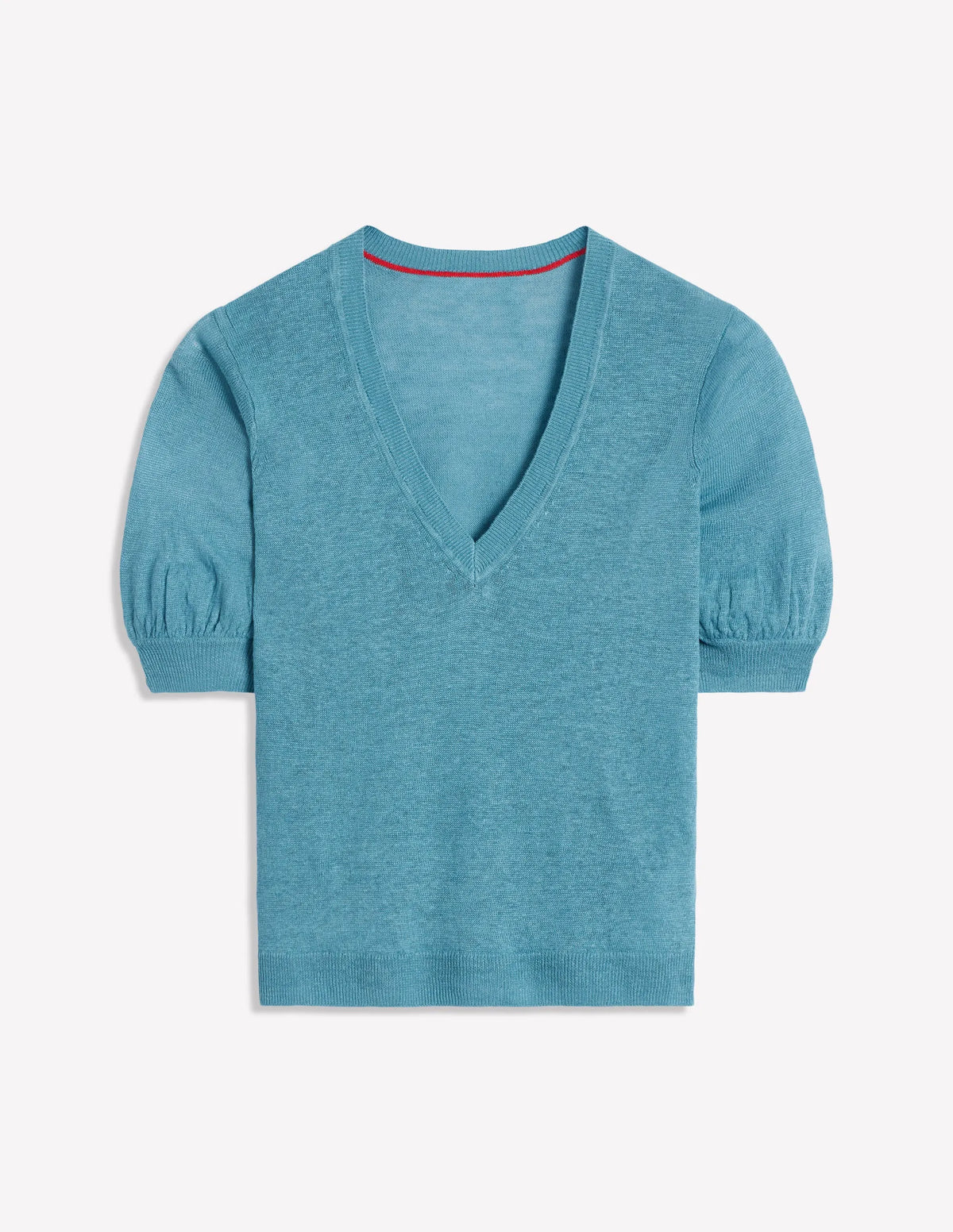 Liv V-Neck Linen T-Shirt-Duck Egg Blue