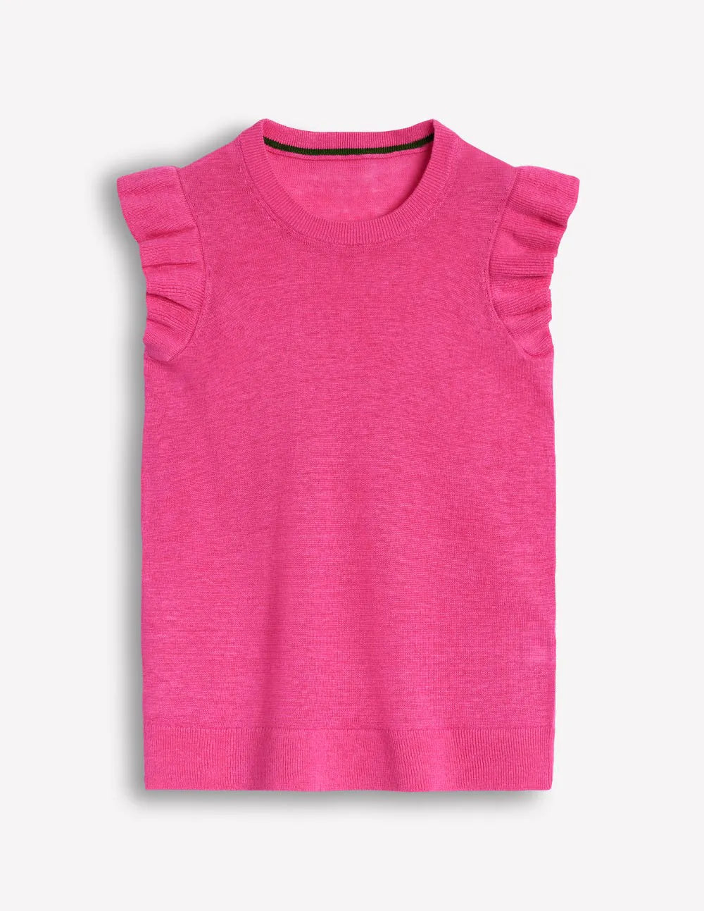 Josie Frilled Linen Vest-Sorbet Pink