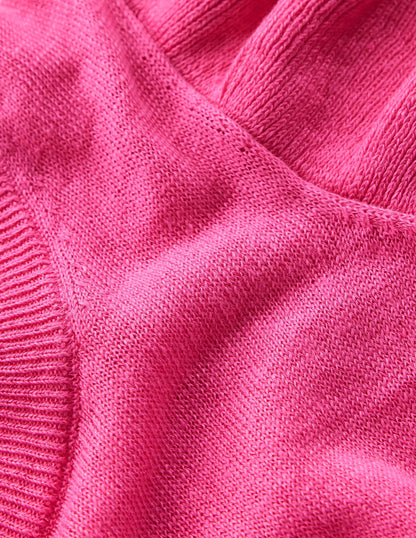 Josie Frilled Linen Vest-Sorbet Pink