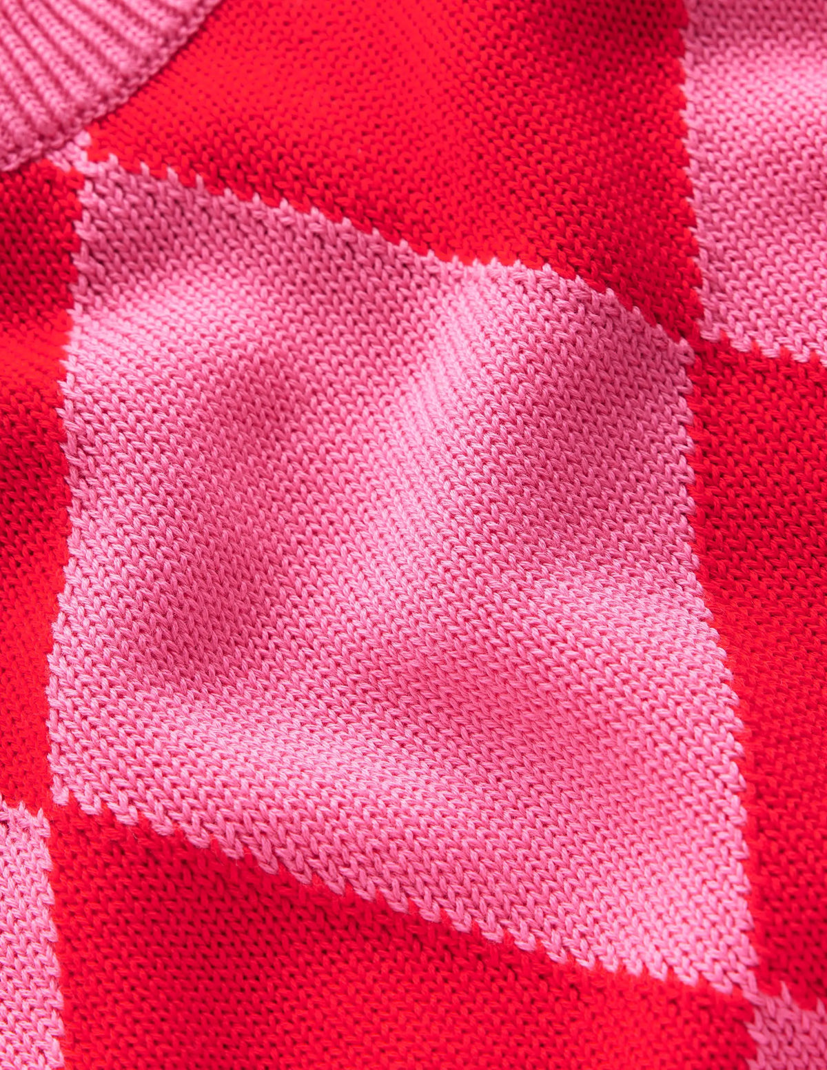 Cotton Argyle Vest-Pink Rose and Poppy Red Argyle