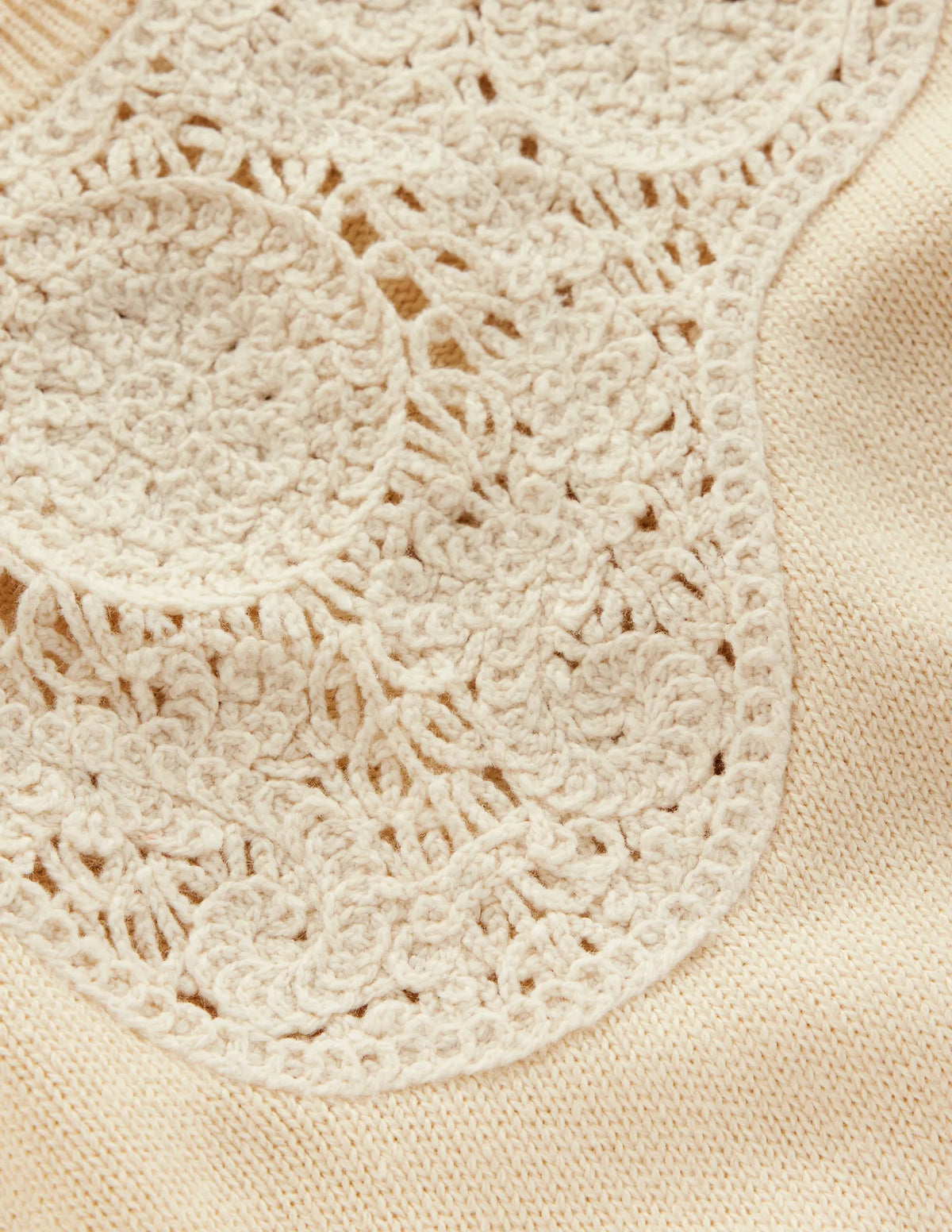 Embroidered Yoke Knitted Tee-Warm Ivory