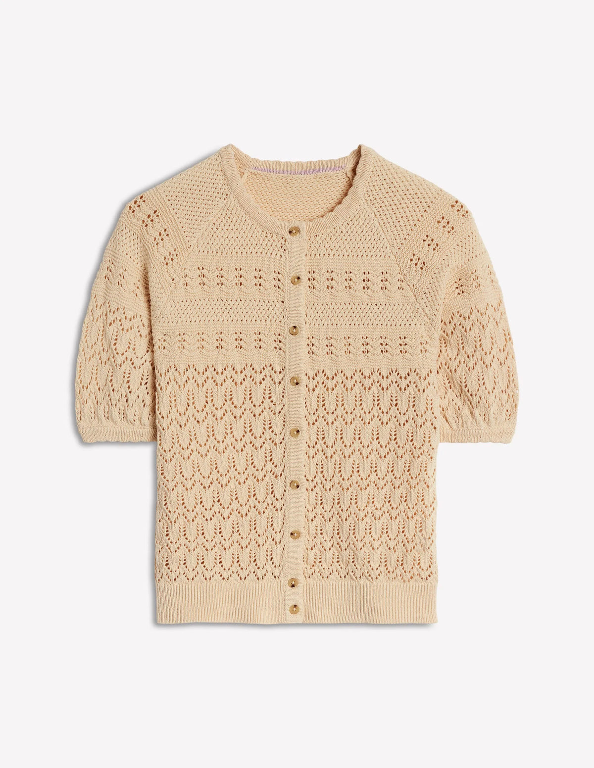 Elodie Stitch Crew Cardigan-Warm Ivory