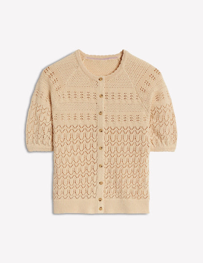 Elodie Stitch Crew Cardigan-Warm Ivory