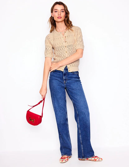Elodie Stitch Crew Cardigan-Warm Ivory