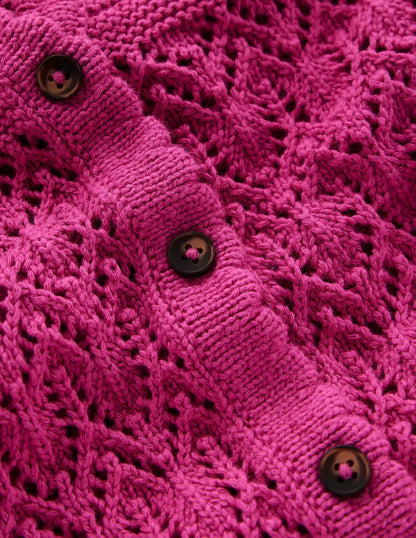 Elodie Stitch V-Neck Cardigan-Purple Damson