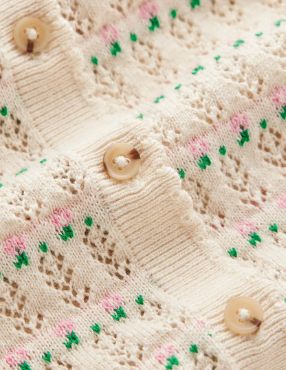 Dot Pointelle Cardigan-Pretty Floral Fair Isle