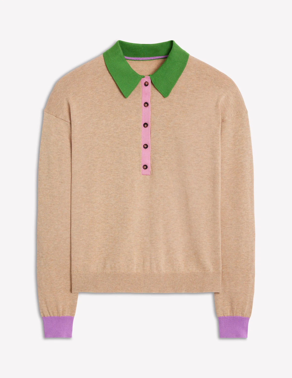 Lara Cotton Henley Jumper-Chinchilla Melange