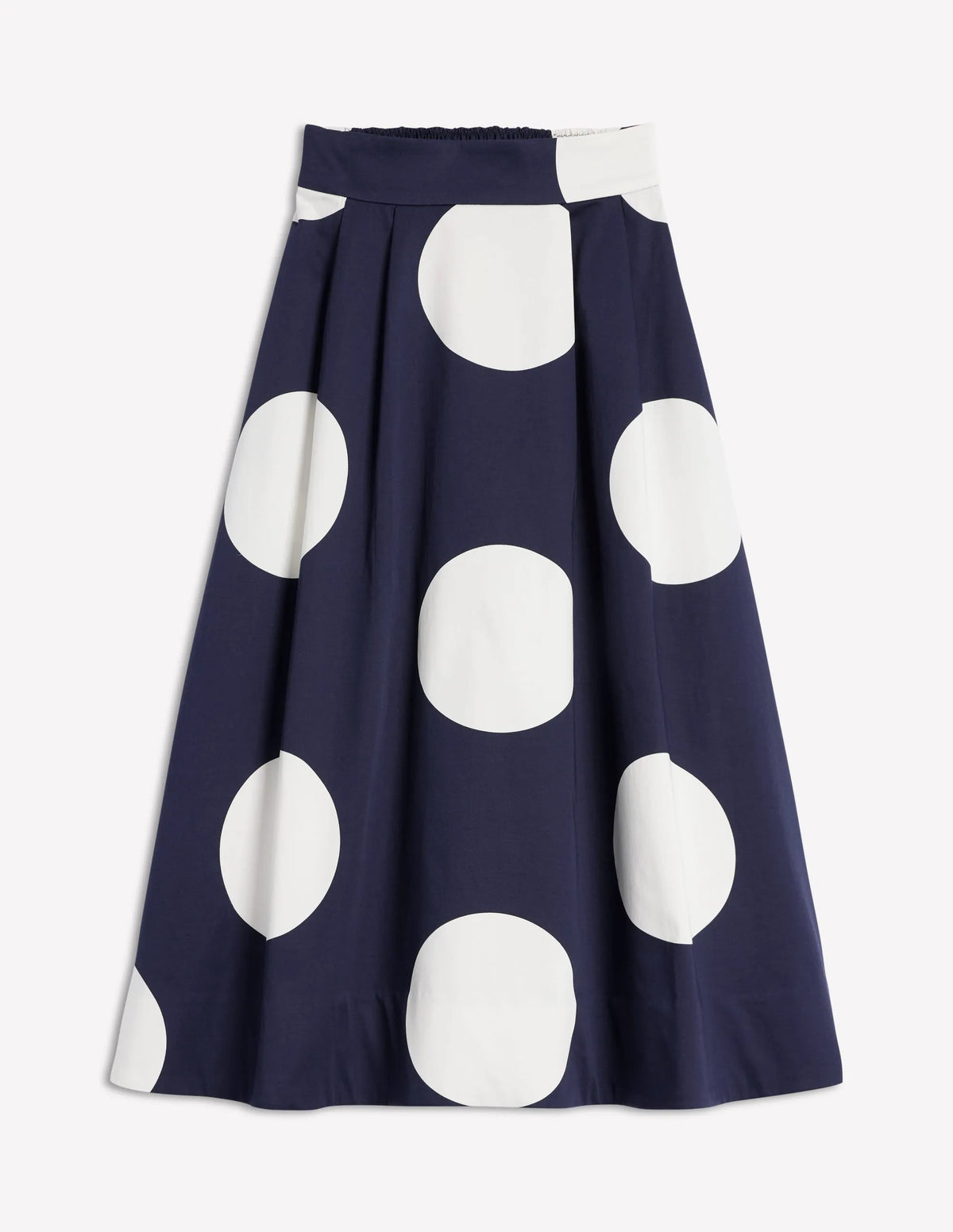 Isabella Cotton Sateen Skirt-Navy Spots