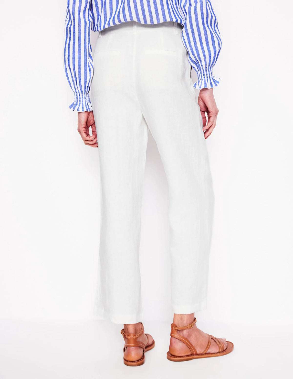 Westbourne Crop Linen Pants-White