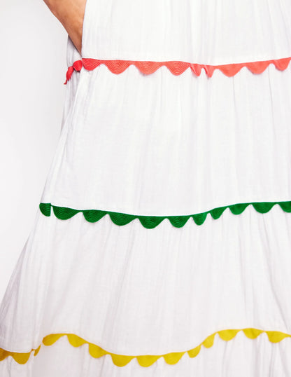 Nadia Double Cloth Maxi Skirt-White
