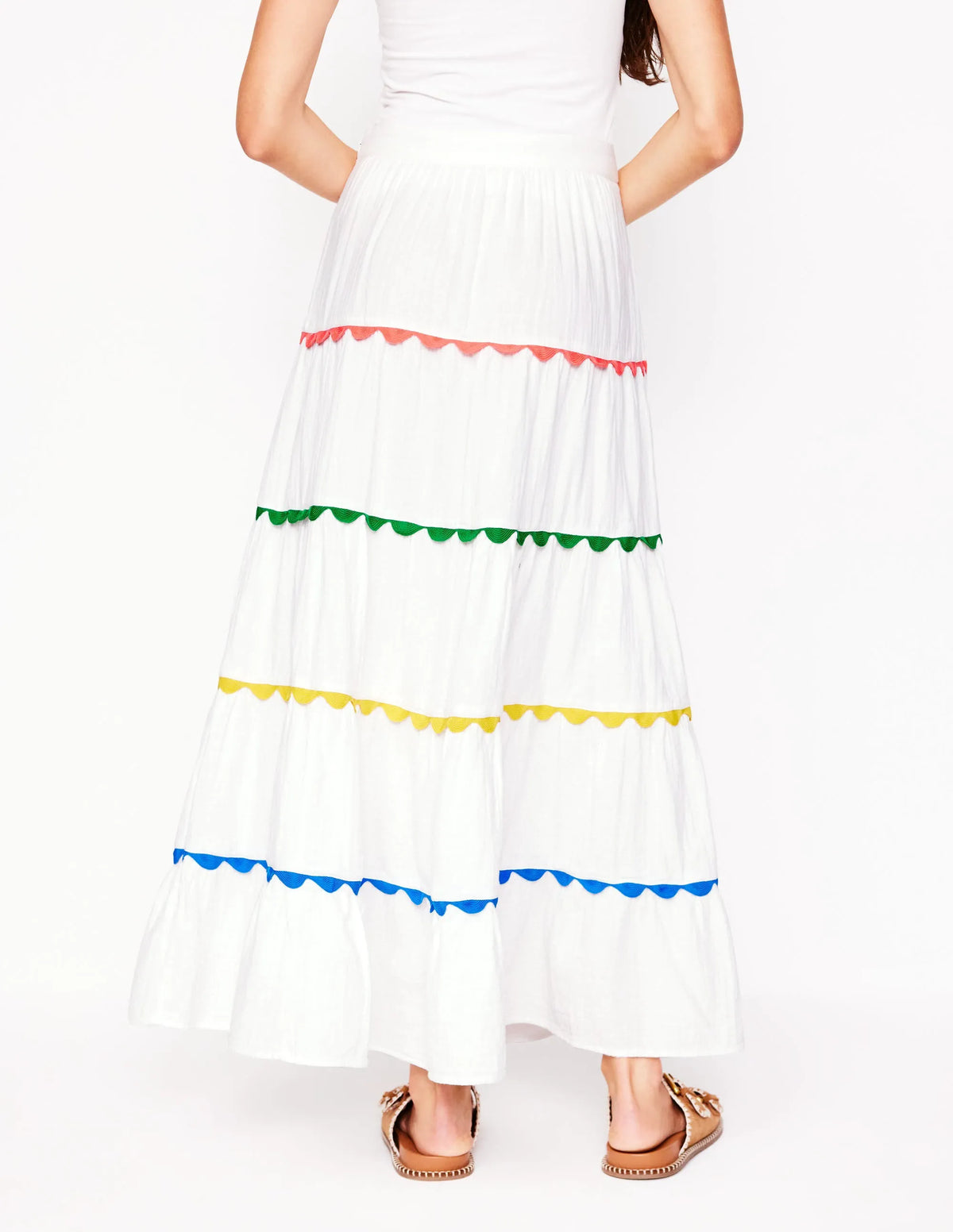Nadia Double Cloth Maxi Skirt-White