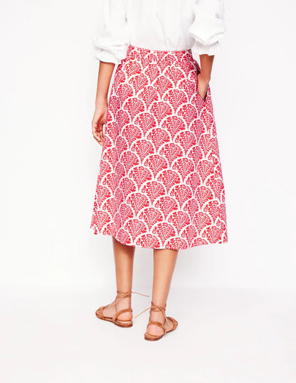 Hattie Poplin Midi Skirt-Jam Red, Blossomy
