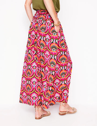 Rosaline Jersey Skirt-Pink Peony, Ornamental Floral