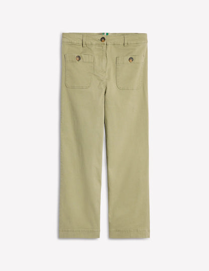 Patch Pocket Crop Chino Pants-Larch Green