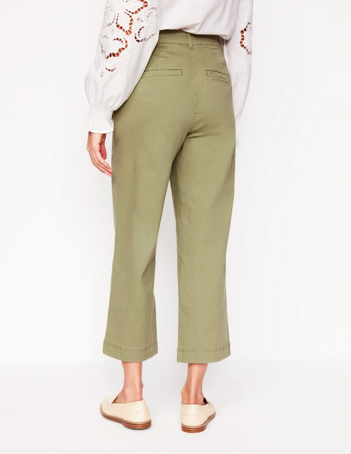 Patch Pocket Crop Chino Pants-Larch Green