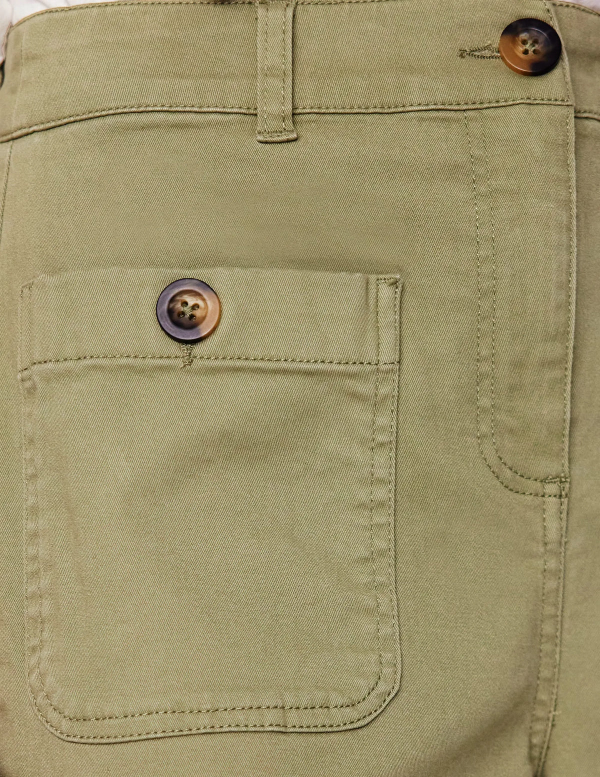 Patch Pocket Crop Chino Pants-Larch Green
