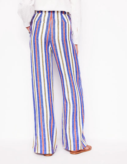 Greenwich Sailor Pants-Bright Blue and Brown Stripe