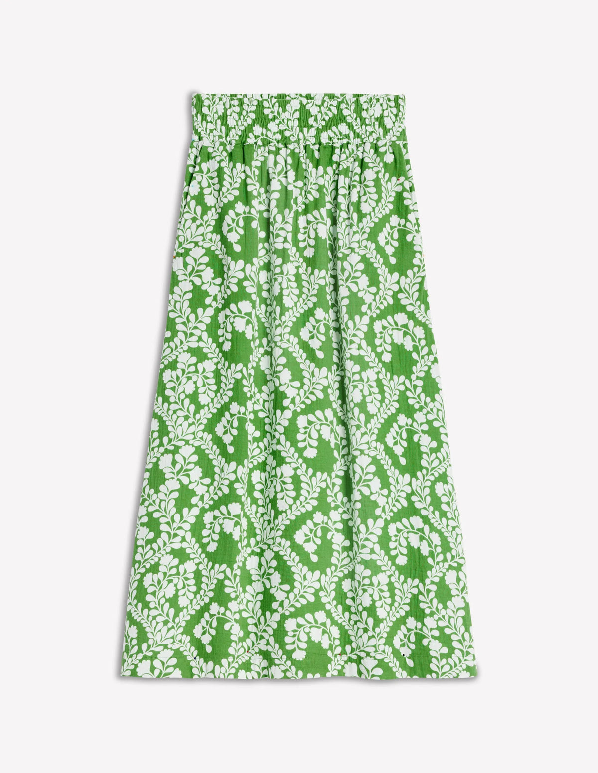 Double Cloth Smocked Skirt-Paradise Green,Vine Silhouette