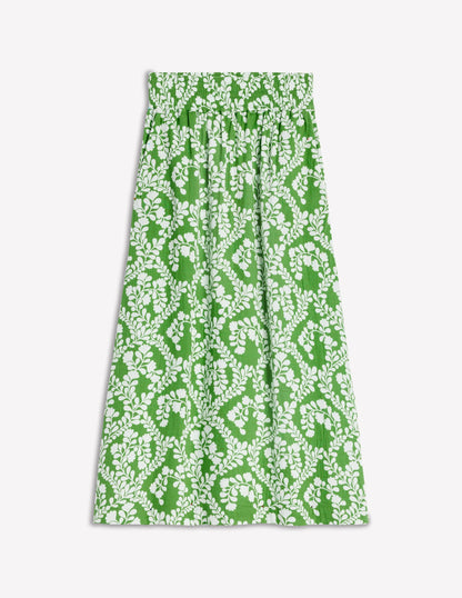 Double Cloth Smocked Skirt-Paradise Green,Vine Silhouette