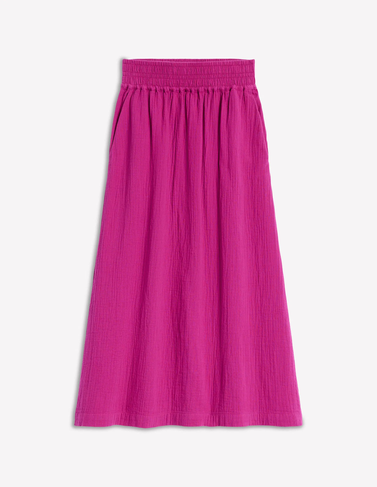 Double Cloth Smocked Skirt-Fuchsia