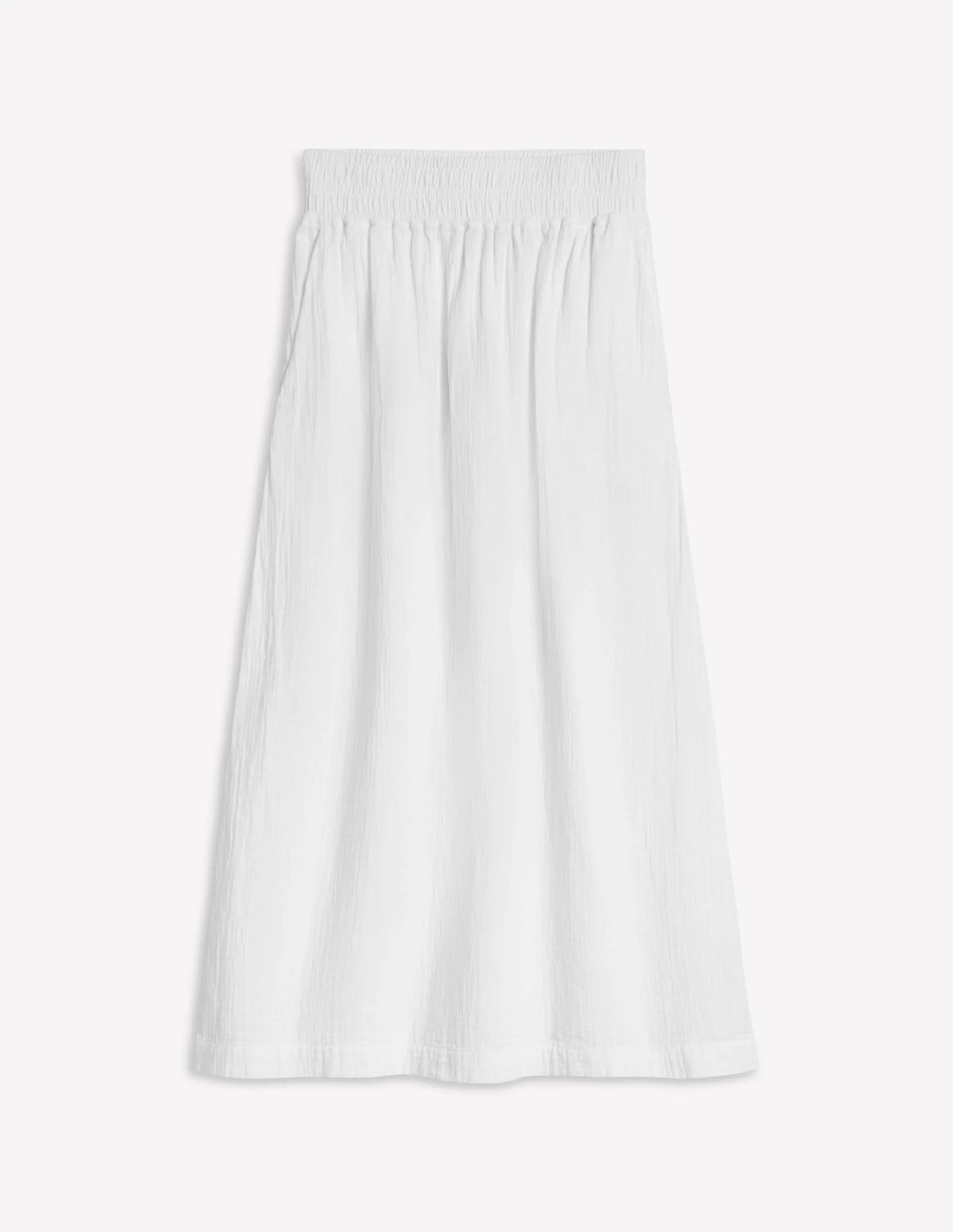Double Cloth Smocked Skirt-White