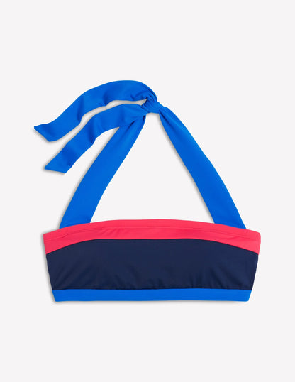 Santorini Bikini Top-Navy/ Coral Punch Pink/ Blue