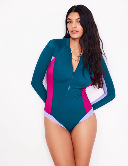 Rash Guard Swimsuit-Oceanside Blue