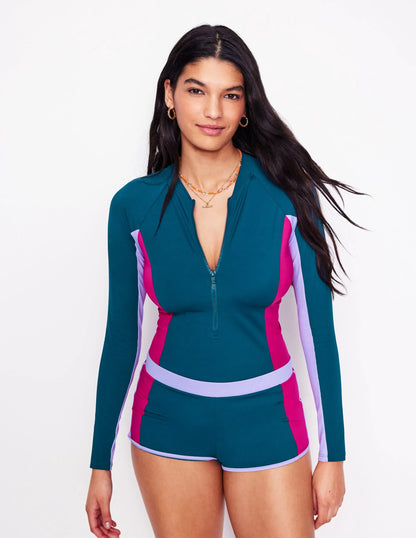 Rash Guard Swim Shorts-Oceanside Blue