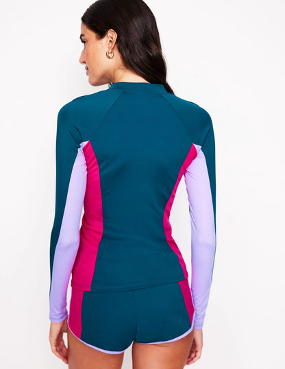 Sun Safe Raglan Guard Top-Oceanside Blue
