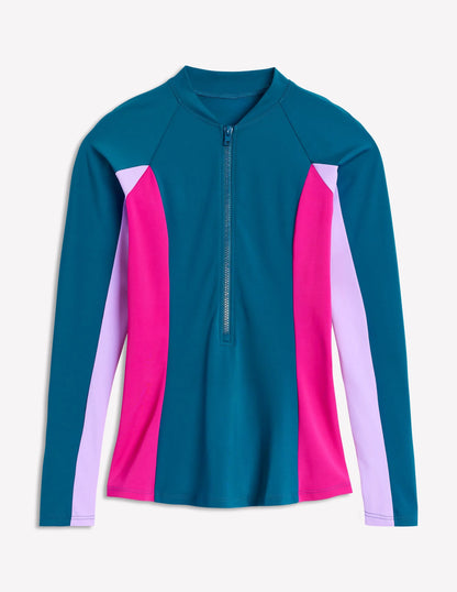 Sun Safe Raglan Guard Top-Oceanside Blue