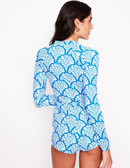 Sun Safe Raglan Guard Top-Bright Blue, Blossomy
