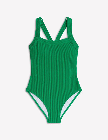 Scoop Cross Back Swimsuit-Bright Green