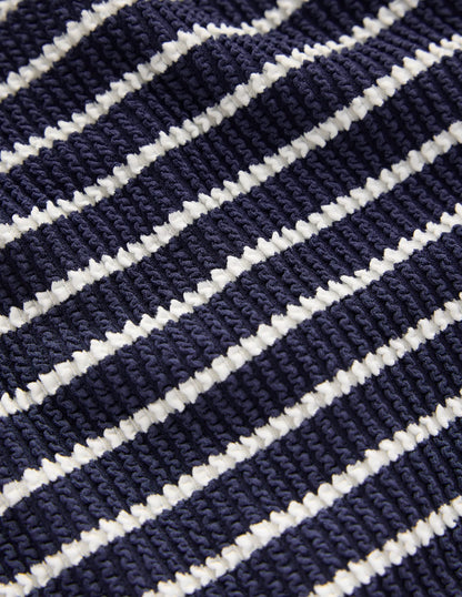 Scoop Cross Back Swimsuit-Navy/ Ivory