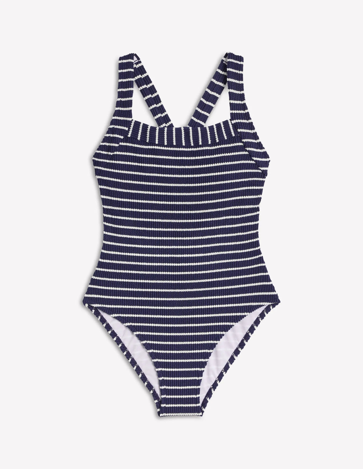 Scoop Cross Back Swimsuit-Navy/ Ivory