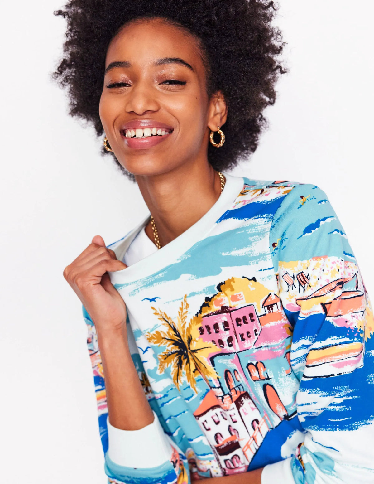 Hannah Printed Sweatshirt-Multi, Paradise Bay