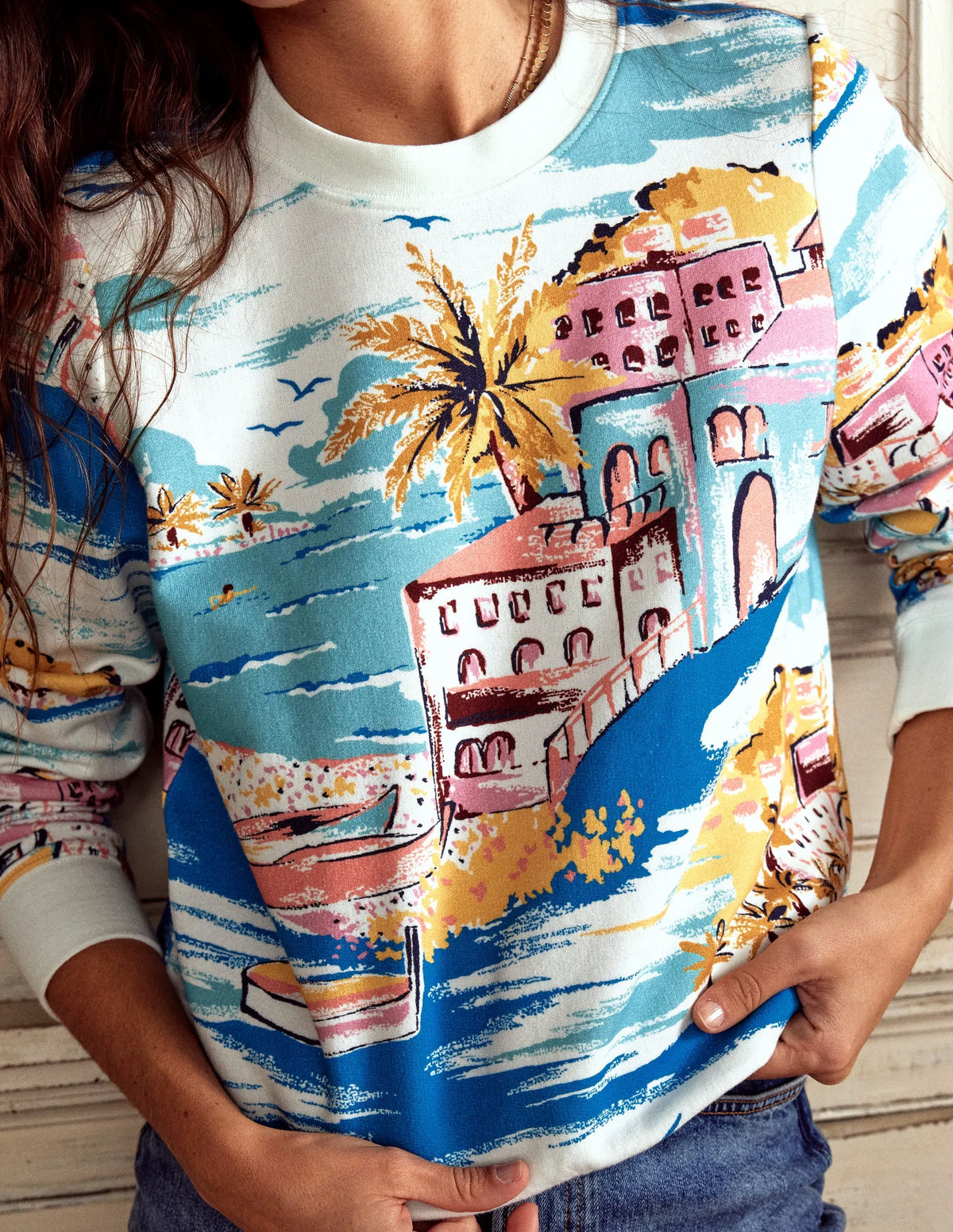 Hannah Printed Sweatshirt-Multi, Paradise Bay