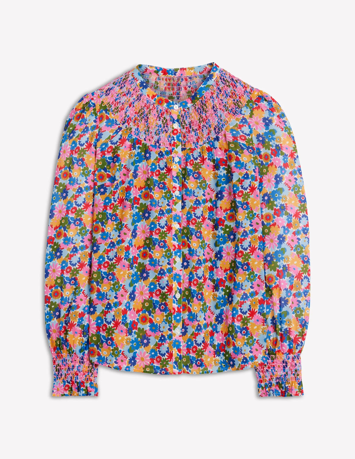 Effie Smocked Blouse-Multi, Paintbox Ditsy