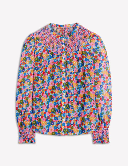 Effie Smocked Blouse-Multi, Paintbox Ditsy