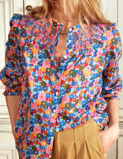 Effie Smocked Blouse-Multi, Paintbox Ditsy