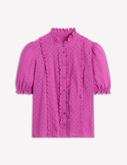 Feminine Cotton Blouse-Foxglove Purple
