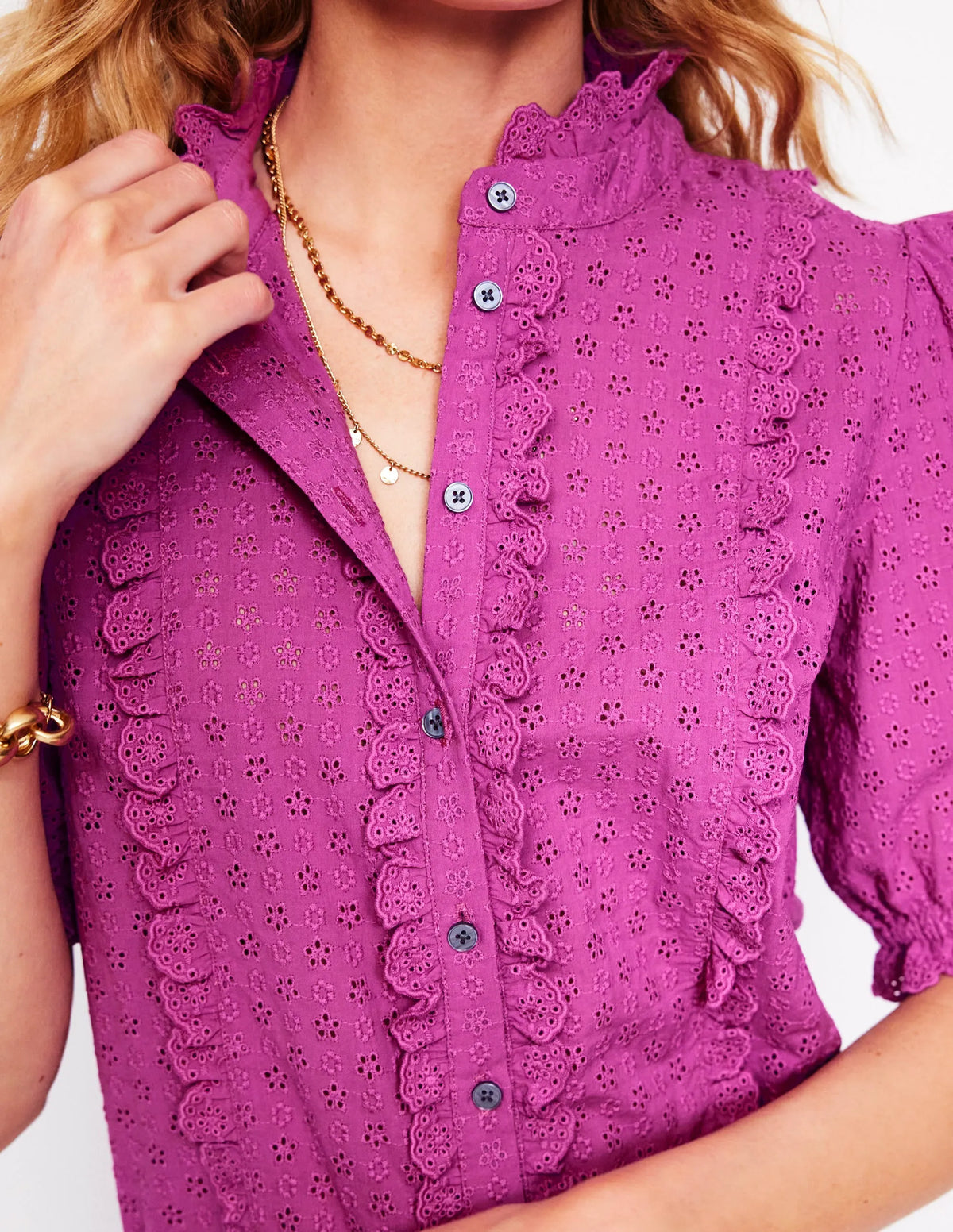 Feminine Cotton Blouse-Foxglove Purple