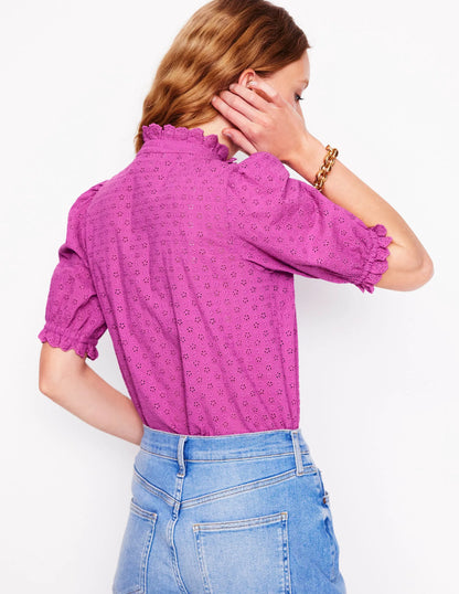 Feminine Cotton Blouse-Foxglove Purple