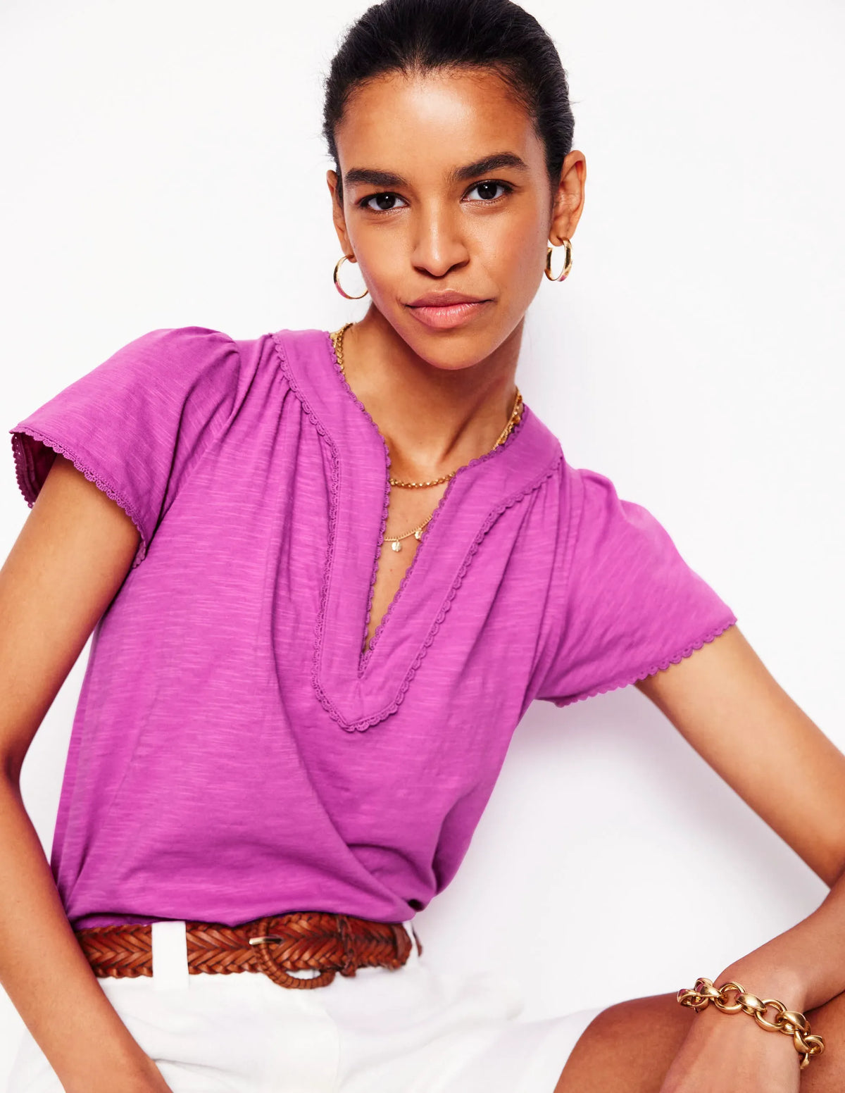 Ava Short Sleeve Top-Radiant Orchid