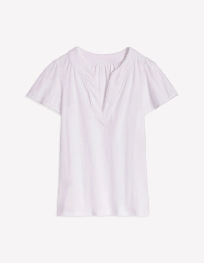 Ava Short Sleeve Top-White