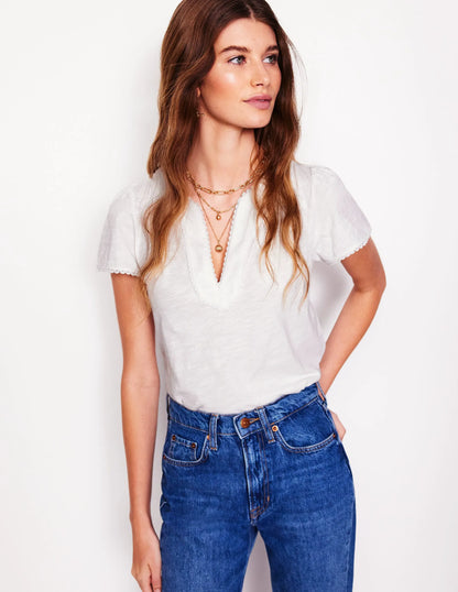 Ava Short Sleeve Top-White